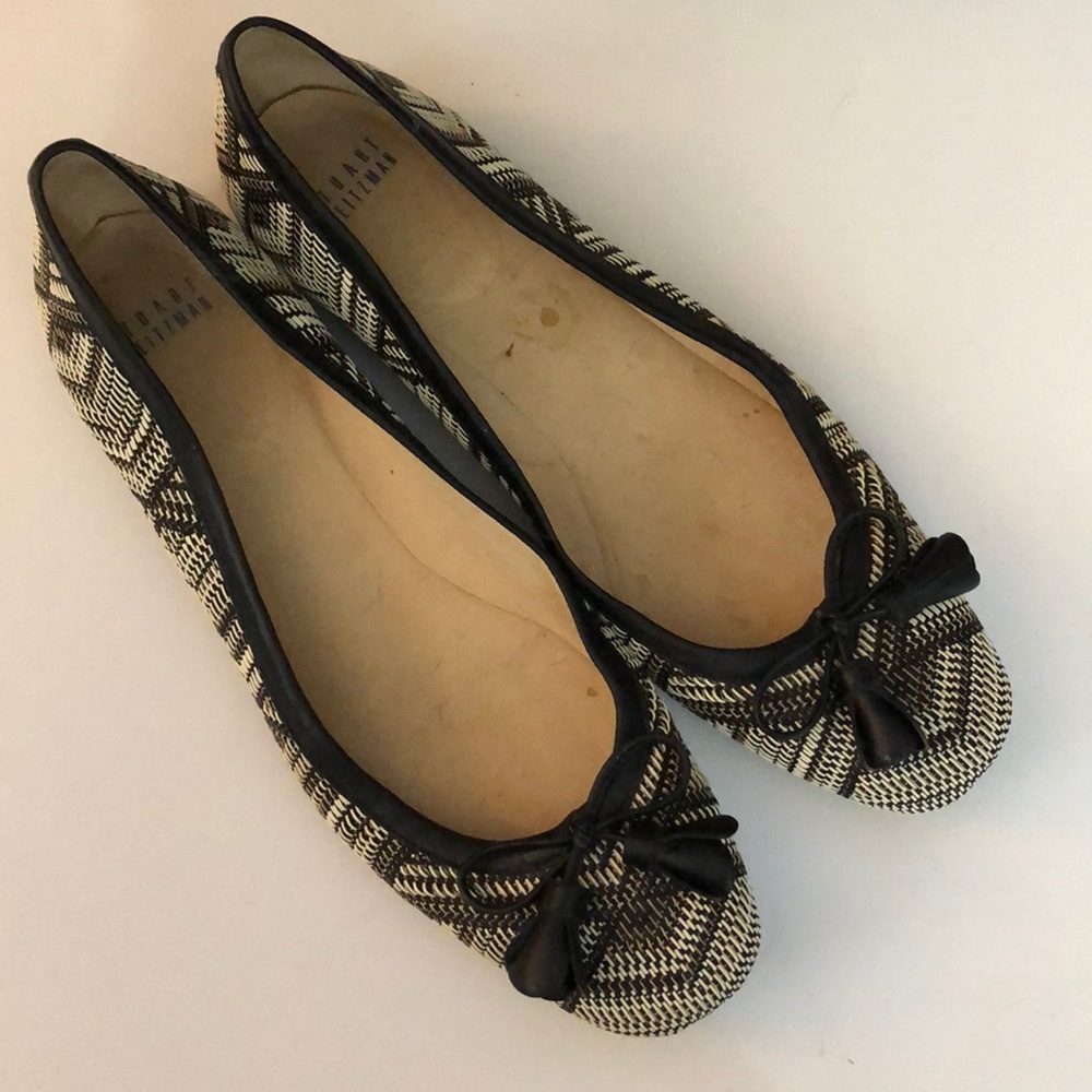 Stuart Weitzman black/cream woven flats